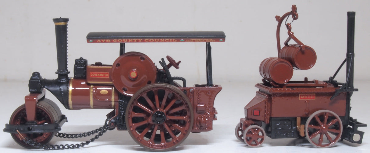 Oxford Diecast 76FSR007 Fowler Steam Roller & Coleman Flapper Covenanter/Ayr County Council - 1:76 Scale