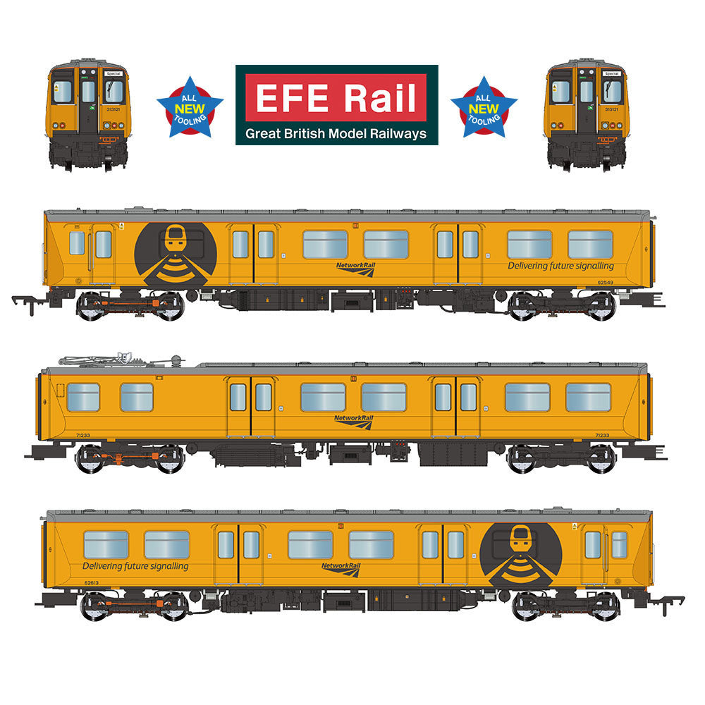 PRE-ORDER: EFE Rail Class 313 3-Car EMU 313121 Network Rail Yellow - OO Gauge