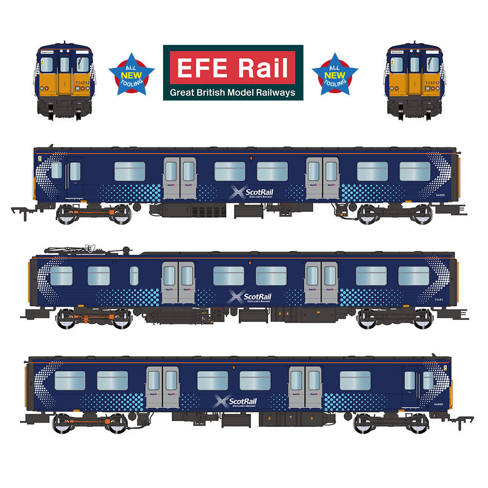 PRE-ORDER: EFE Rail Class 314 3-Car EMU 314212 ScotRail Saltire - OO Gauge