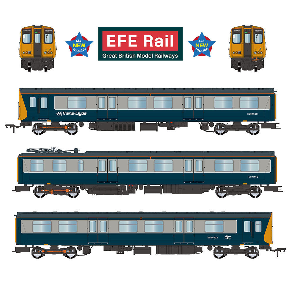 PRE-ORDER: EFE Rail Class 314 3-Car EMU 314211 BR Blue & Grey 'Trans-Clyde' - OO Gauge