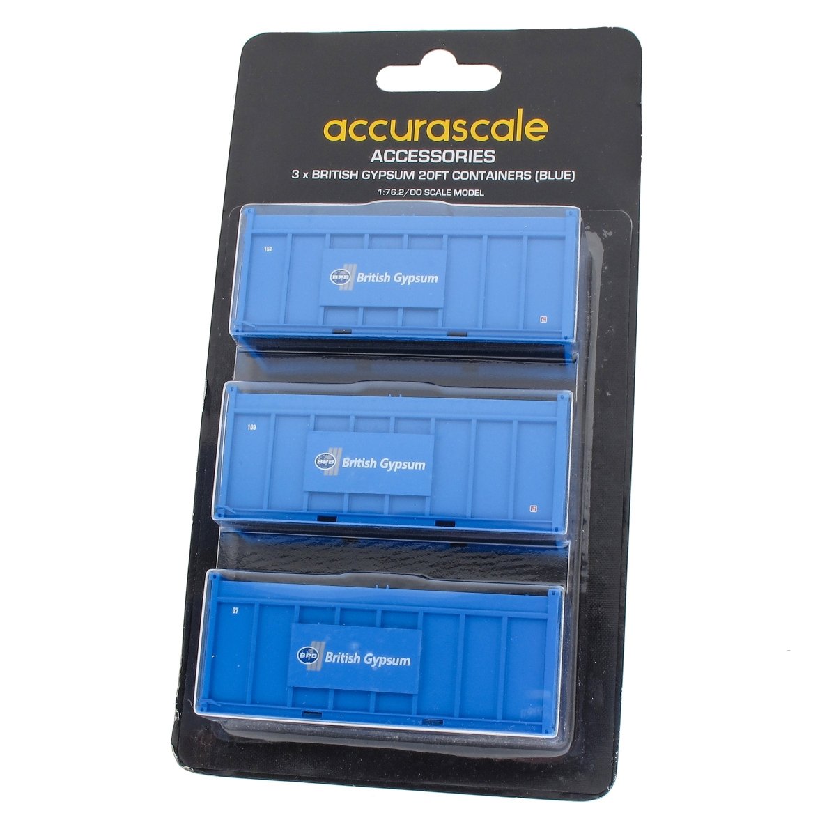 Accurascale Pack of 3 Gypsum 20' Containers - Blue Containers - Phillips Hobbies