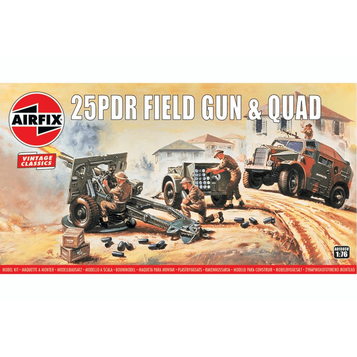 Airfix A01305V 25PDR Field Gun & Quad Plastic Kit - 1:76 Scale - Phillips Hobbies