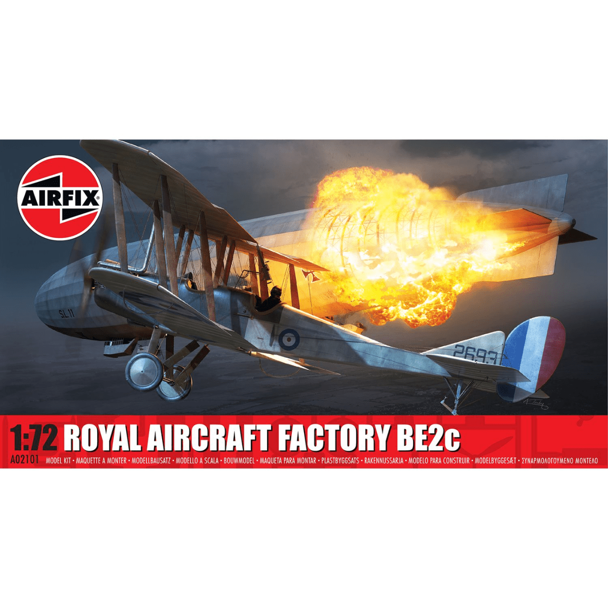 Airfix A02101 Royal Aircraft Factory BE2c Plastic Kit - 1:72 Scale - Phillips Hobbies
