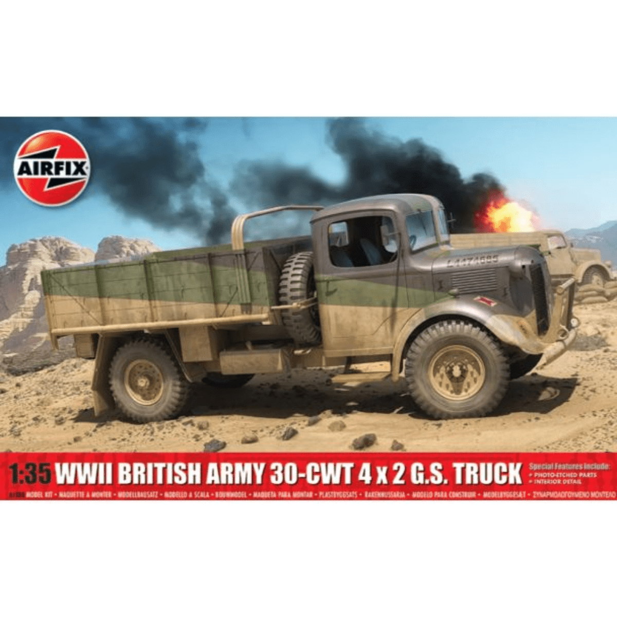 Airfix A1380 WWII British Army 30 - cwt 4x2 GS Truck Plastic Kit - 1:35 Scale - Phillips Hobbies