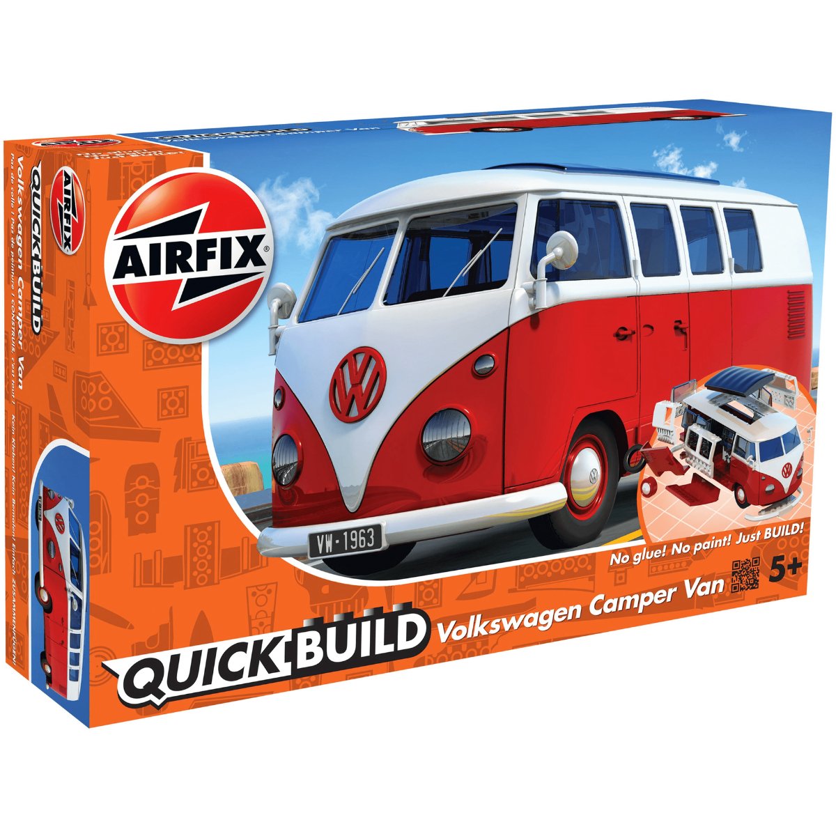 Airfix QUICKBUILD J6017 VW Camper Van Red - Phillips Hobbies