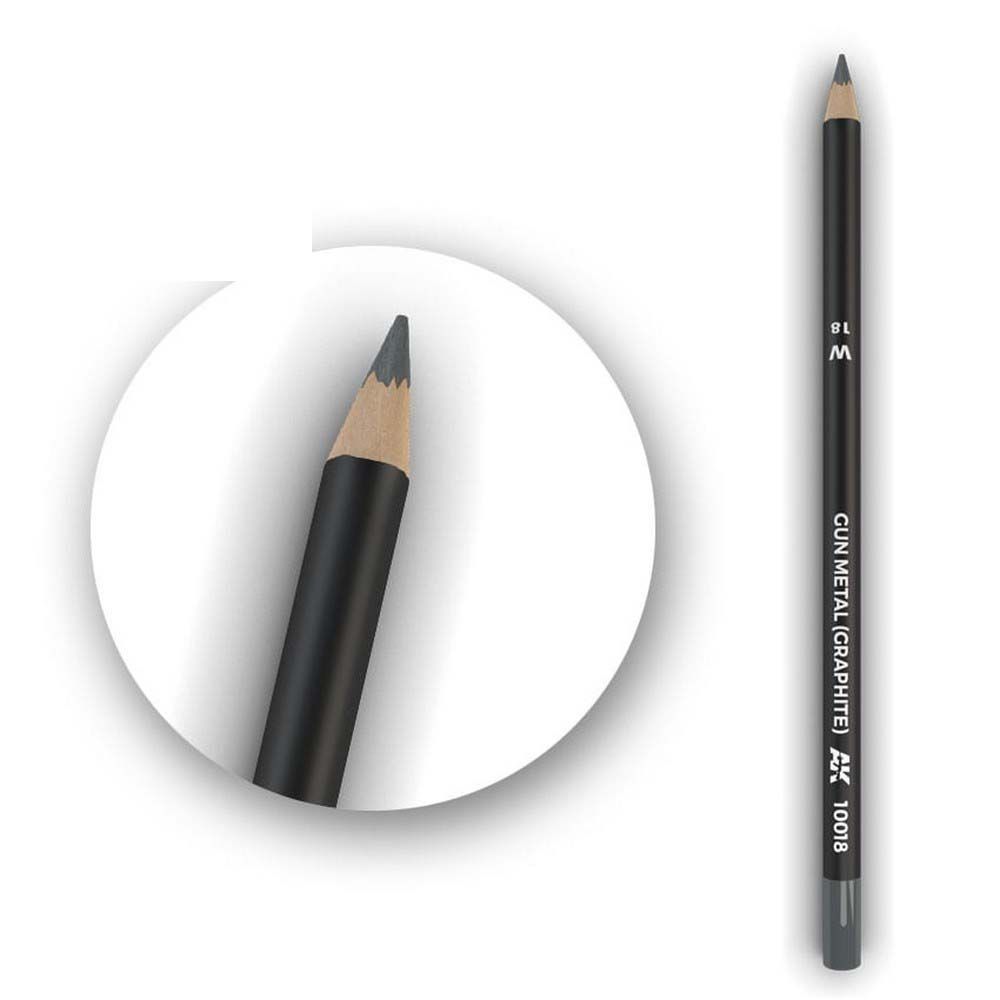 AK Interactive AK10018 Gun Metal (Graphite) Watercolour Weathering Pencil - Phillips Hobbies