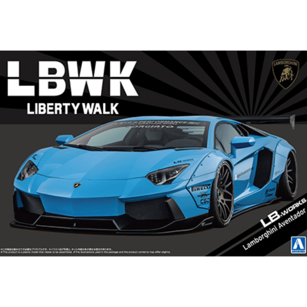 Aoshima 20232 LB Works Lamborghini Aventador Version 1 - 1:24 Scale Plastic Kit - Phillips Hobbies