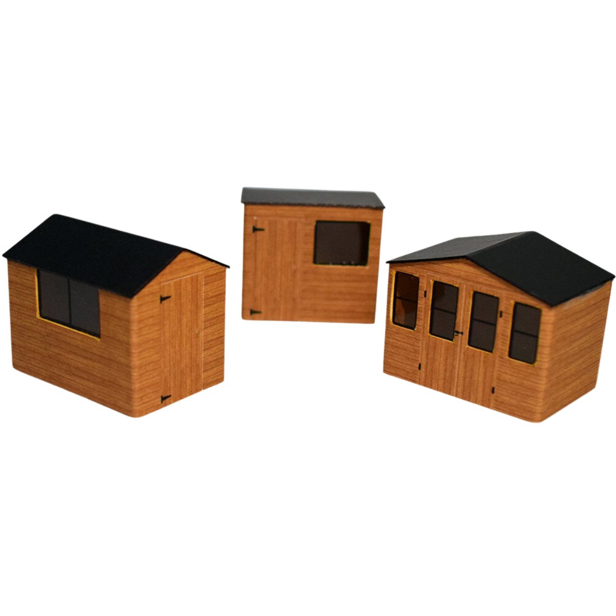 ATD Models Sheds Brown Set of 3 Card Kit - OO Gauge - Phillips Hobbies