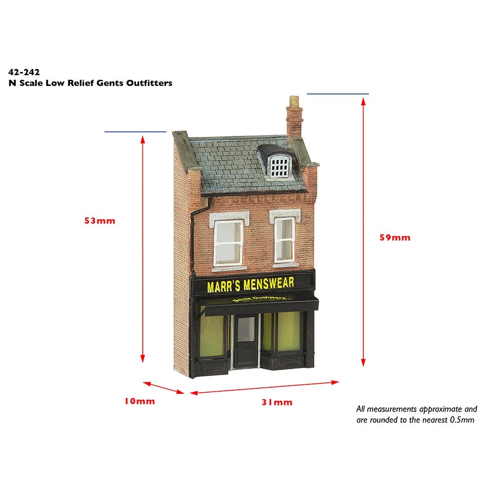 Bachmann 42 - 242 Scenecraft Low Relief Gentleman's Outfitters - N Gauge - Phillips Hobbies