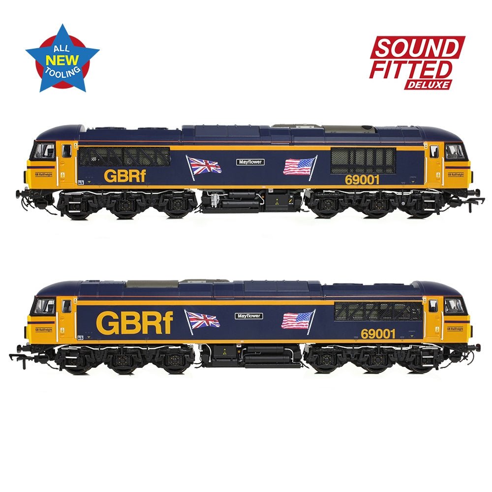 Bachmann Class 69 69001 'Mayflower' GBRf (UK & US Flags) - Sound Fitted Deluxe - Phillips Hobbies