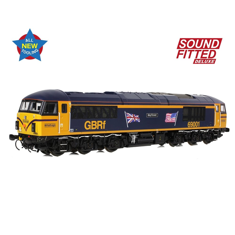 Bachmann Class 69 69001 'Mayflower' GBRf (UK & US Flags) - Sound Fitted Deluxe - Phillips Hobbies