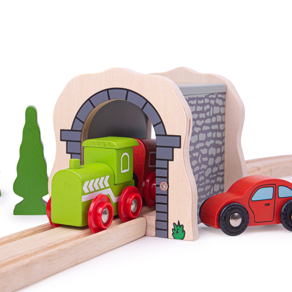 Bigjigs Grey Stone Tunnel - Wooden Train Set Accessory - Phillips Hobbies
