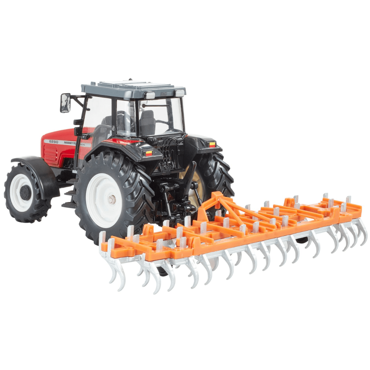Britains 43335 Massey Ferguson 6290 Tractor Playset (With Fold Up Cultivator) - 1:32 Scale - Phillips Hobbies