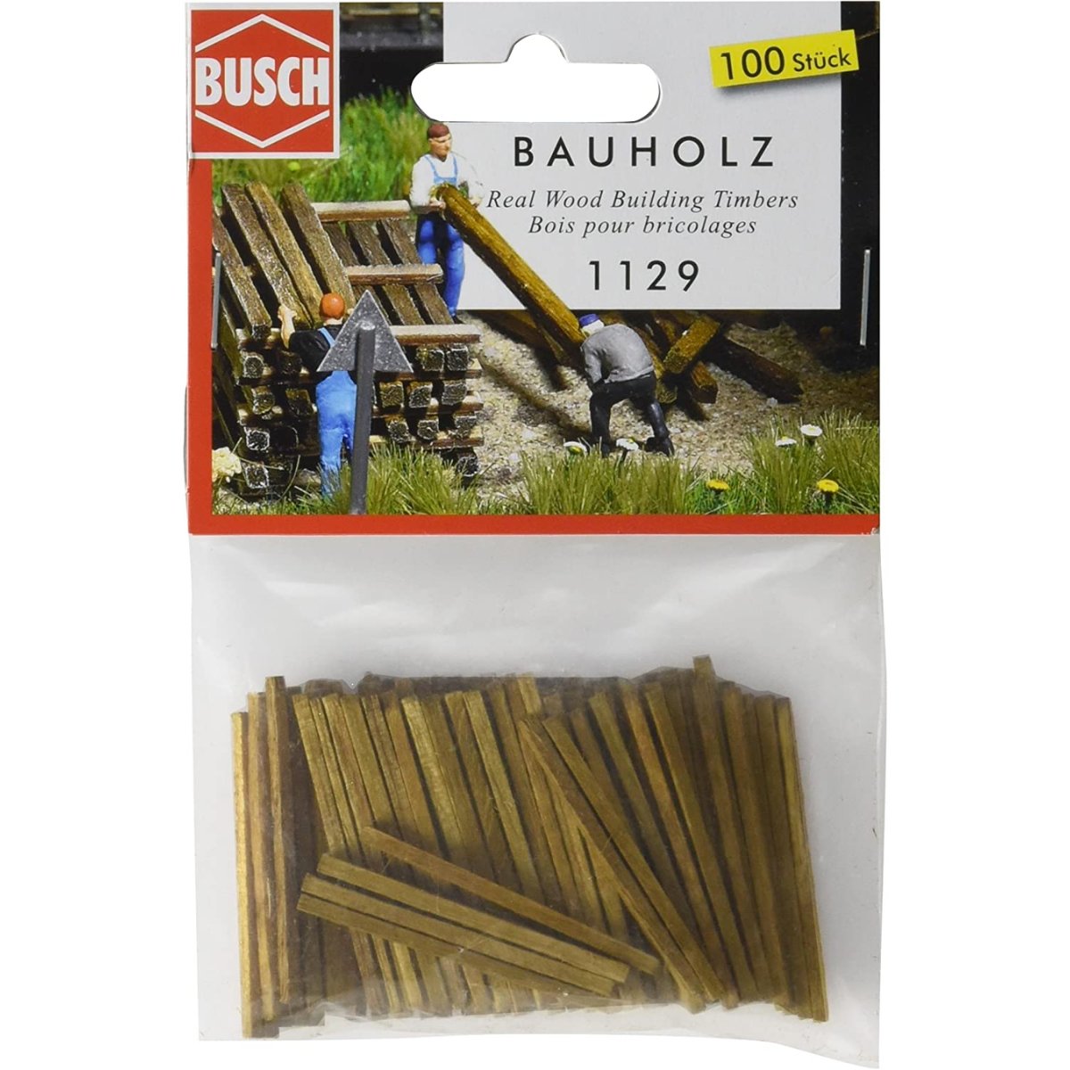 Busch 1129 Real Wood Building Timbers - HO / OO Gauge - Phillips Hobbies