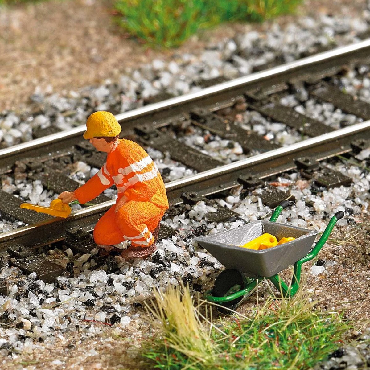 Busch 7819 Railway Track Worker With Break Shoes - HO / OO Gauge - Phillips Hobbies