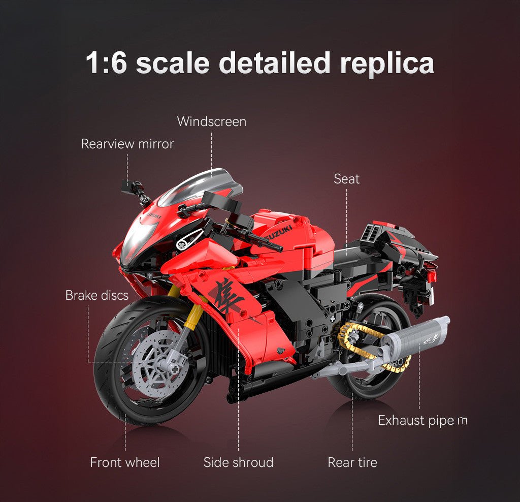 CaDA Bricks Suzuki Hayabusa Motorbike 1043 pcs 1:6 Construction Toy Set - Phillips Hobbies