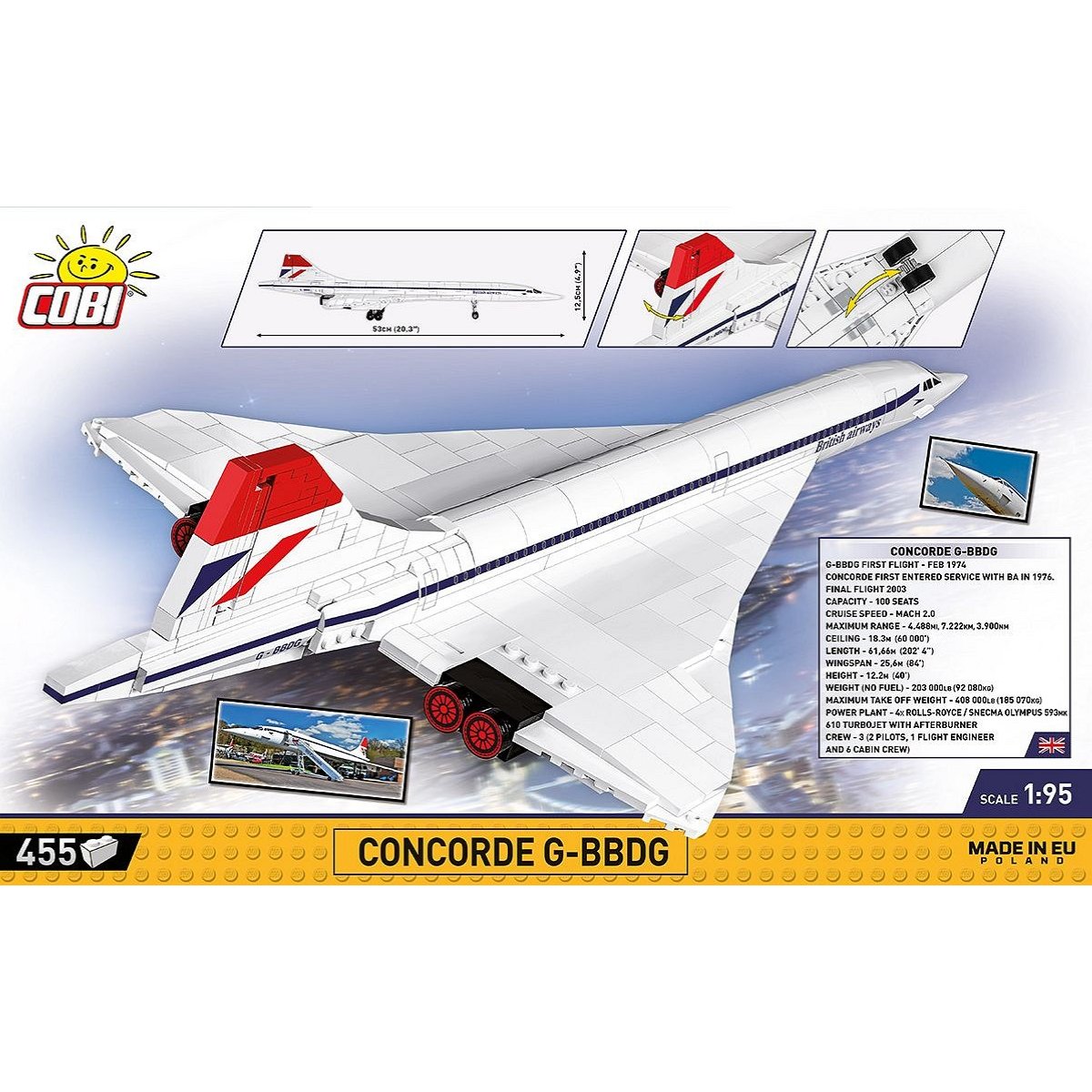 COBI 1917 Concorde G - BBDG 1:95 Scale Brick Model 455pcs - Phillips Hobbies