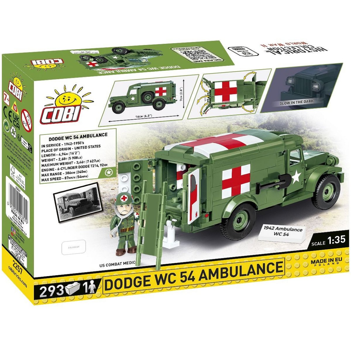 COBI 2257 Dodge WC - 54 Ambulance 1:35 Scale Brick Model 293pcs - Phillips Hobbies