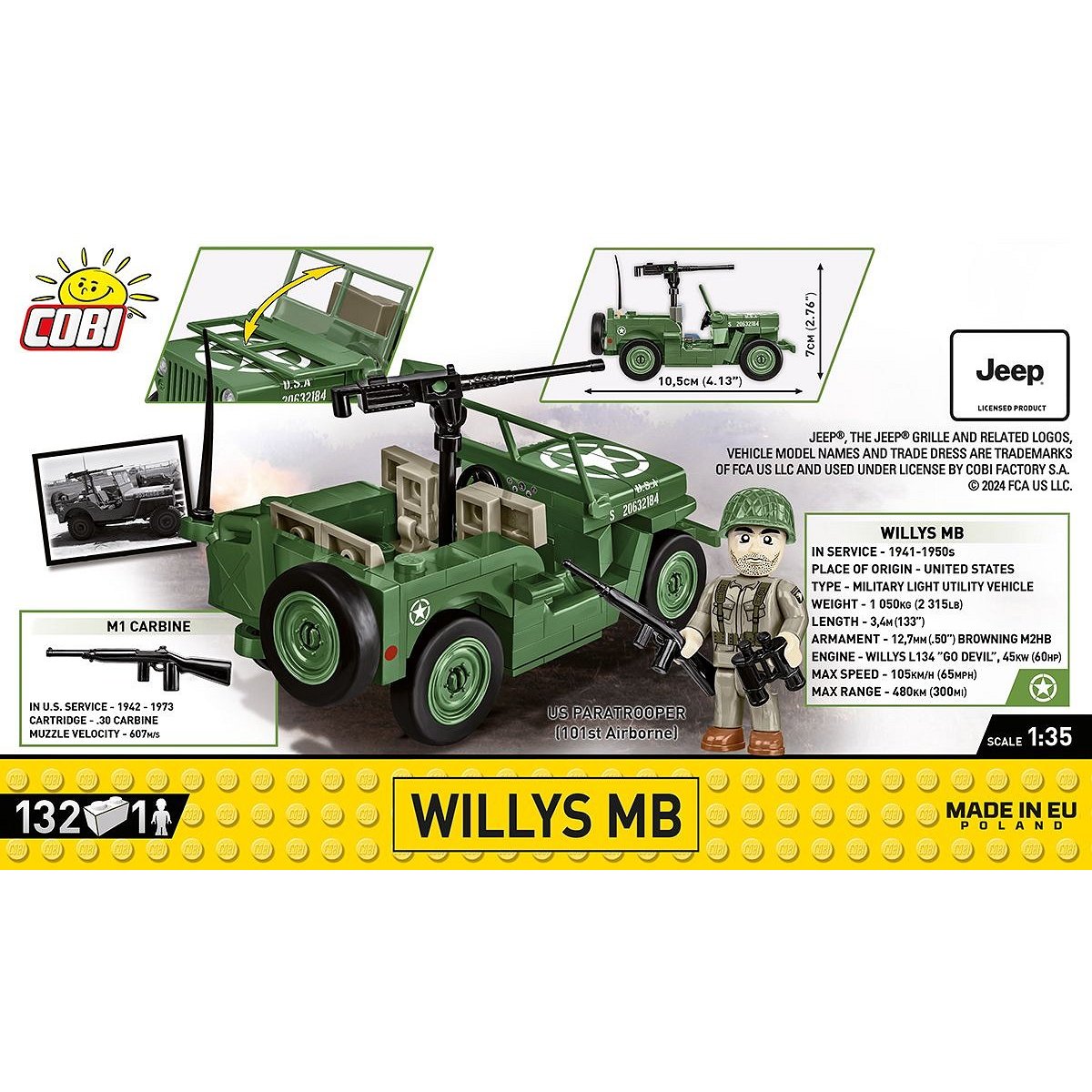 COBI 2296 Willys MB 1:35 Scale Brick Model 132pcs - Phillips Hobbies