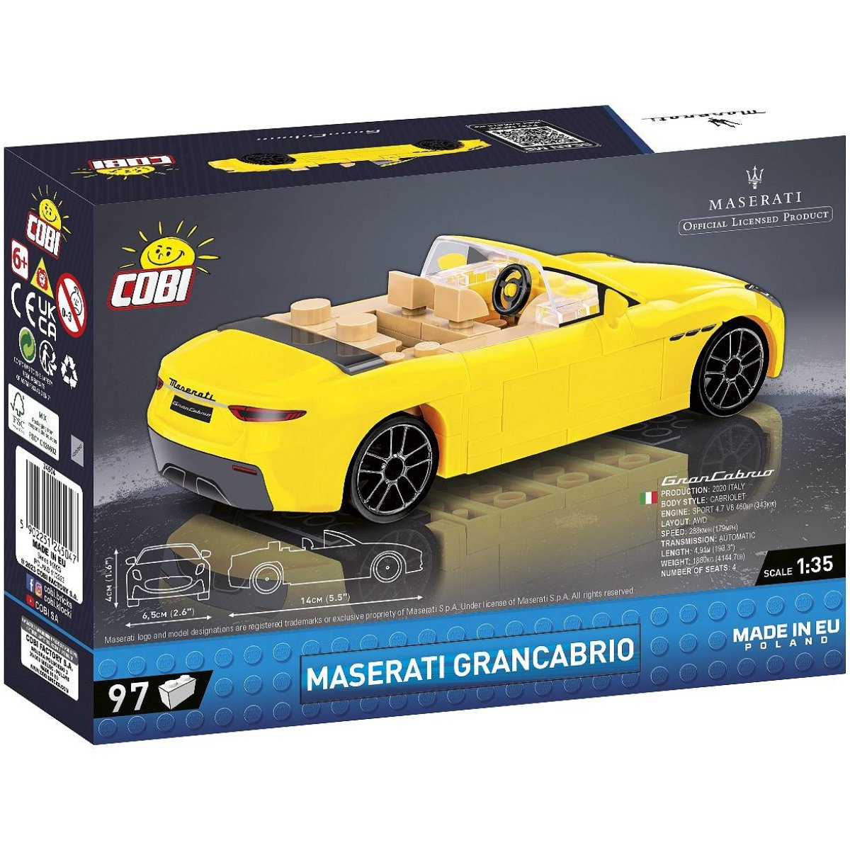 COBI 24504 Maserati GranCabrio 1:35 Scale Brick Model 97pcs - Phillips Hobbies