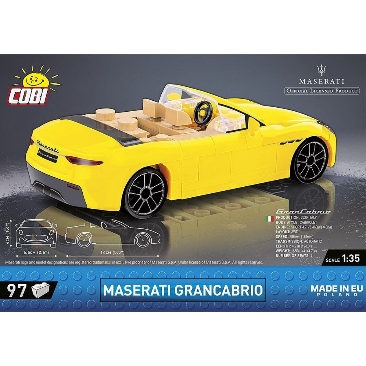 COBI 24504 Maserati GranCabrio 1:35 Scale Brick Model 97pcs - Phillips Hobbies