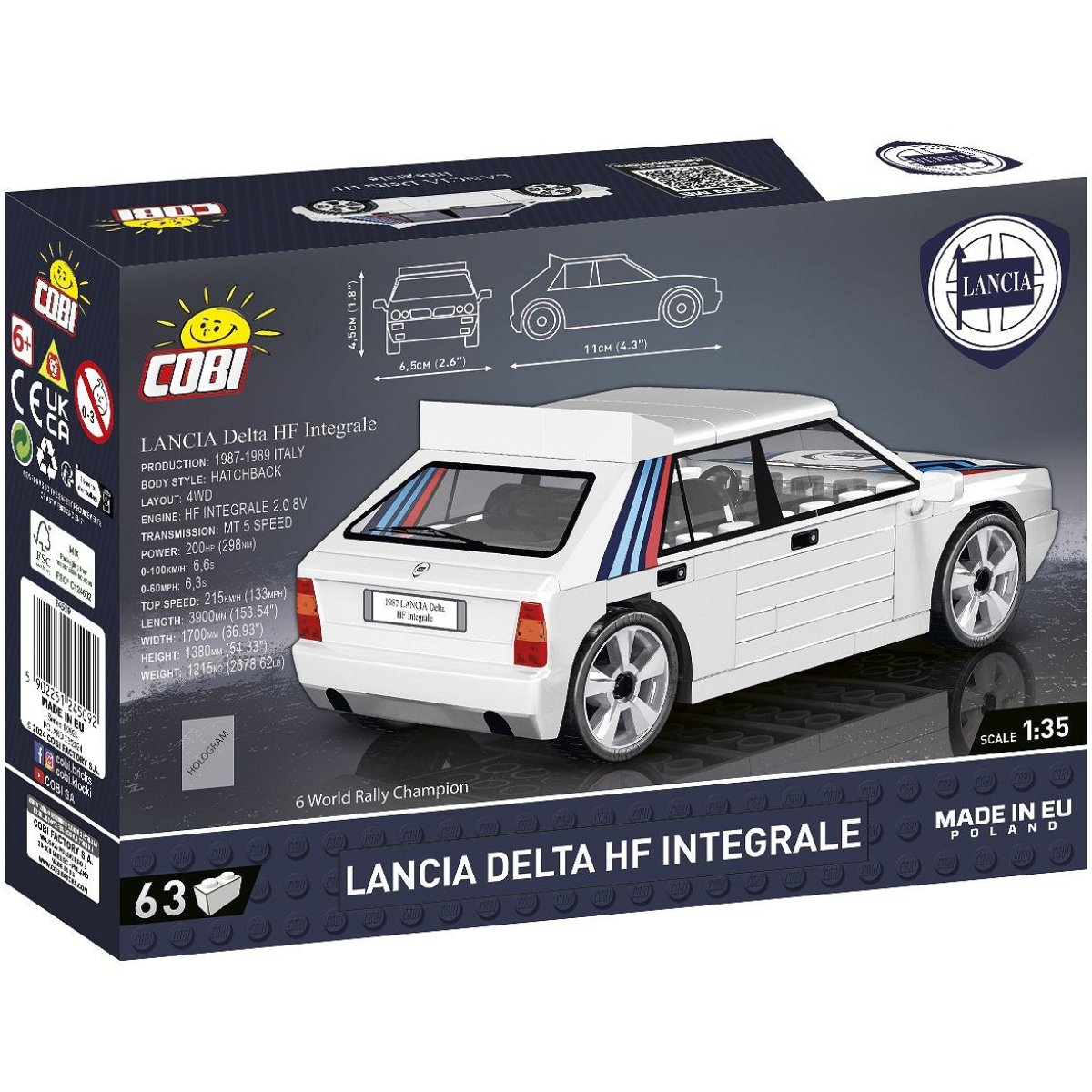 COBI 24509 Lancia Delta HF Integrale 1:35 Scale Brick Model 63pcs - Phillips Hobbies
