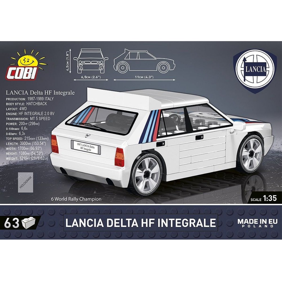 COBI 24509 Lancia Delta HF Integrale 1:35 Scale Brick Model 63pcs - Phillips Hobbies