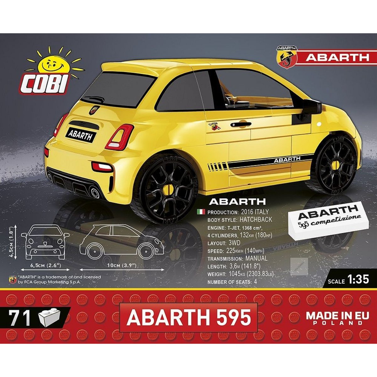 COBI 24601 Abarth 595 Competizione 1:35 Scale Brick Model 71pcs - Phillips Hobbies