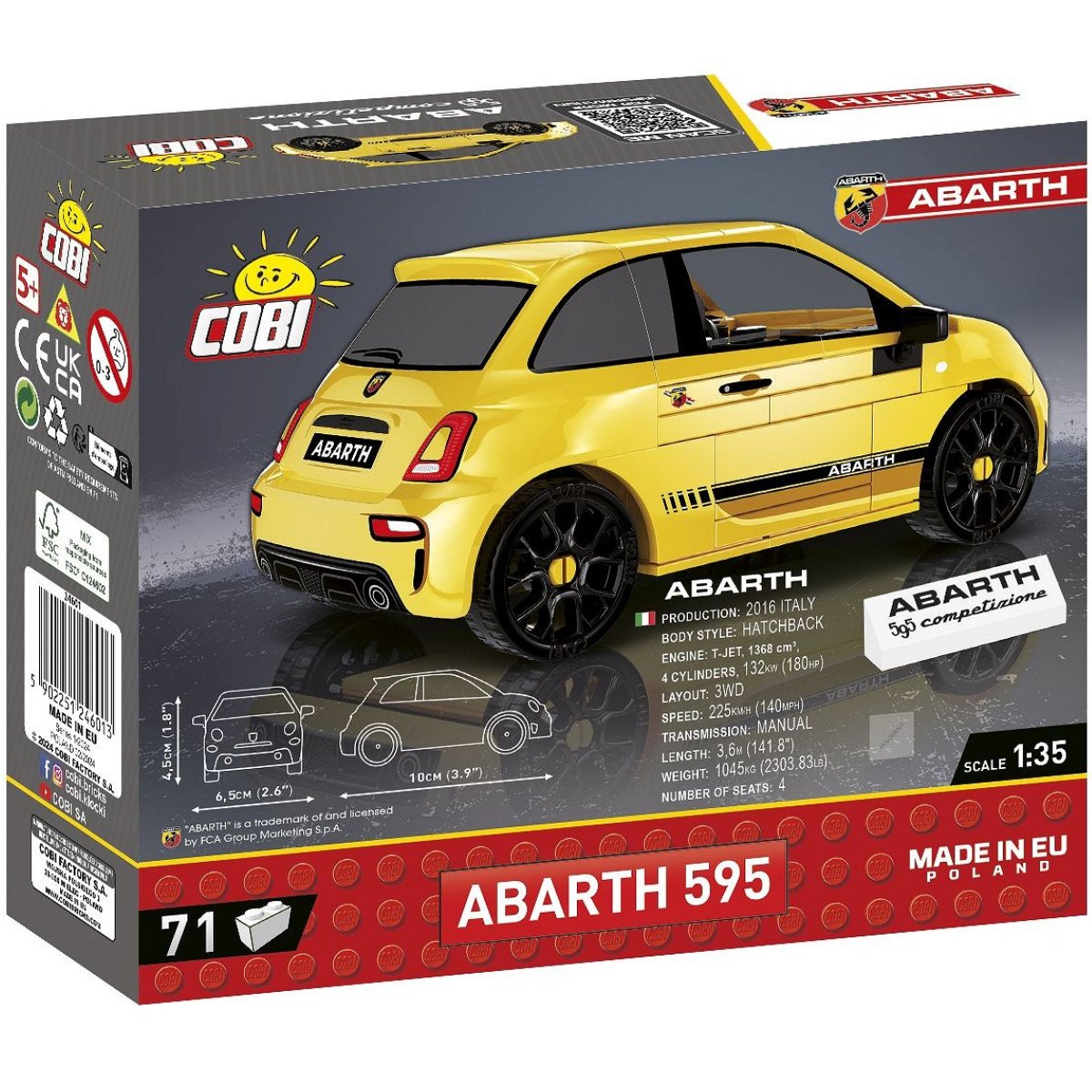 COBI 24601 Abarth 595 Competizione 1:35 Scale Brick Model 71pcs - Phillips Hobbies