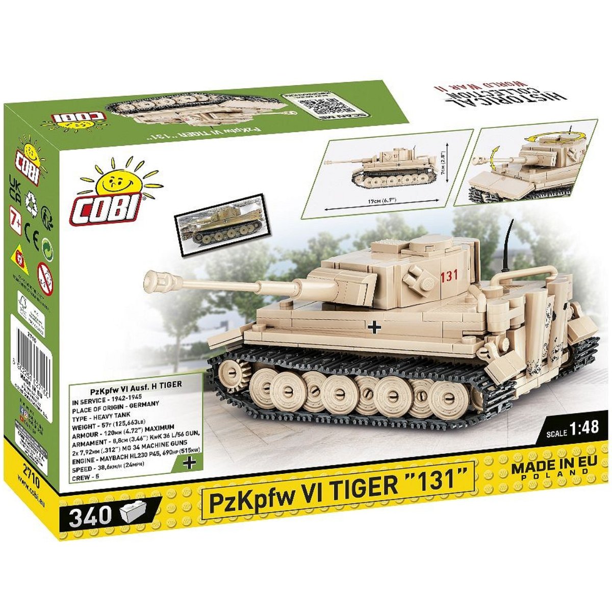 COBI 2710 PzKpfw VI Tiger 131 1:48 Scale Brick Model 340pcs - Phillips Hobbies