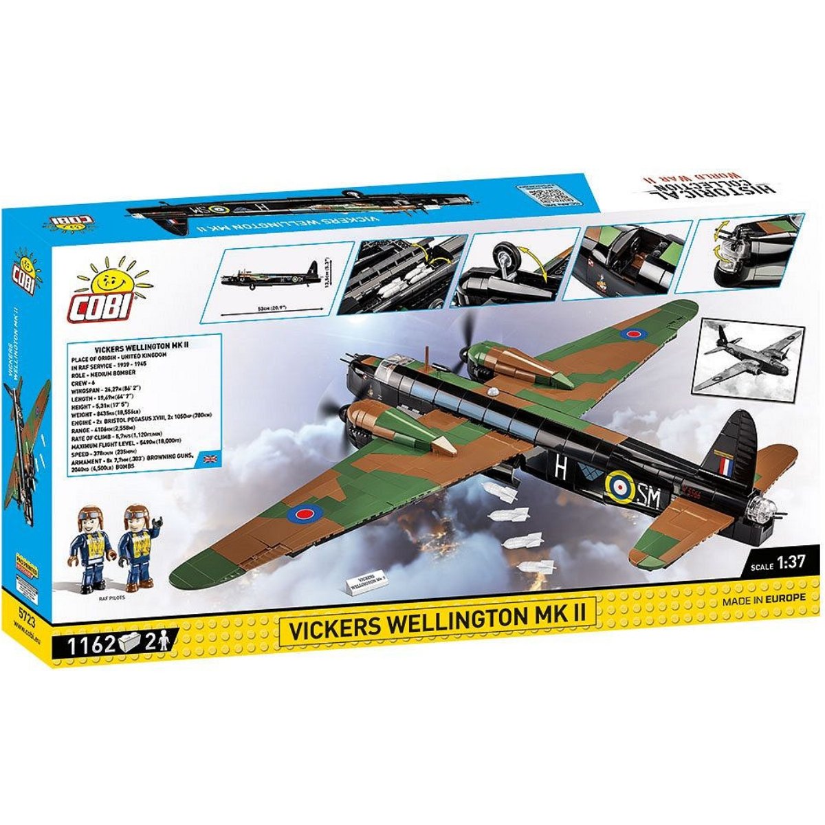 COBI 5723 Vickers Wellington Mk.II 1:37 Scale Brick Model 1162pcs - Phillips Hobbies