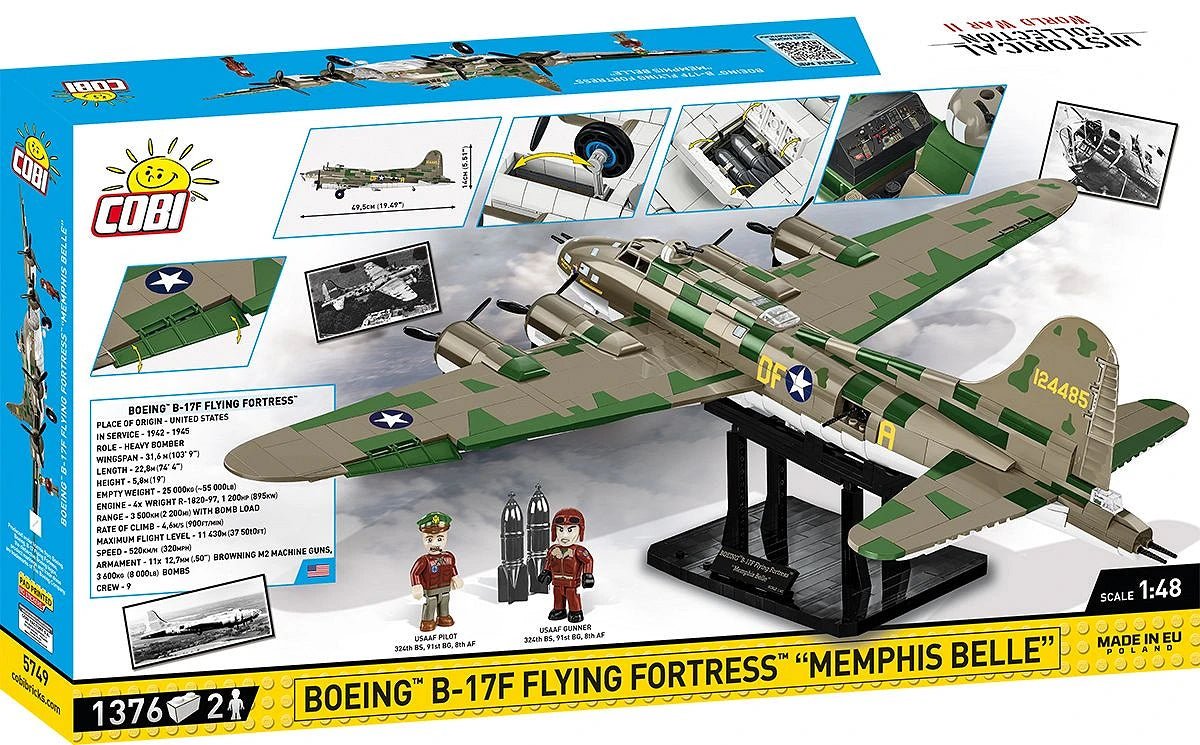COBI 5749 Boeing B - 17F Flying Fortress "Memphis Belle" Executive Edition - 1:48 Scale Brick Model - Phillips Hobbies