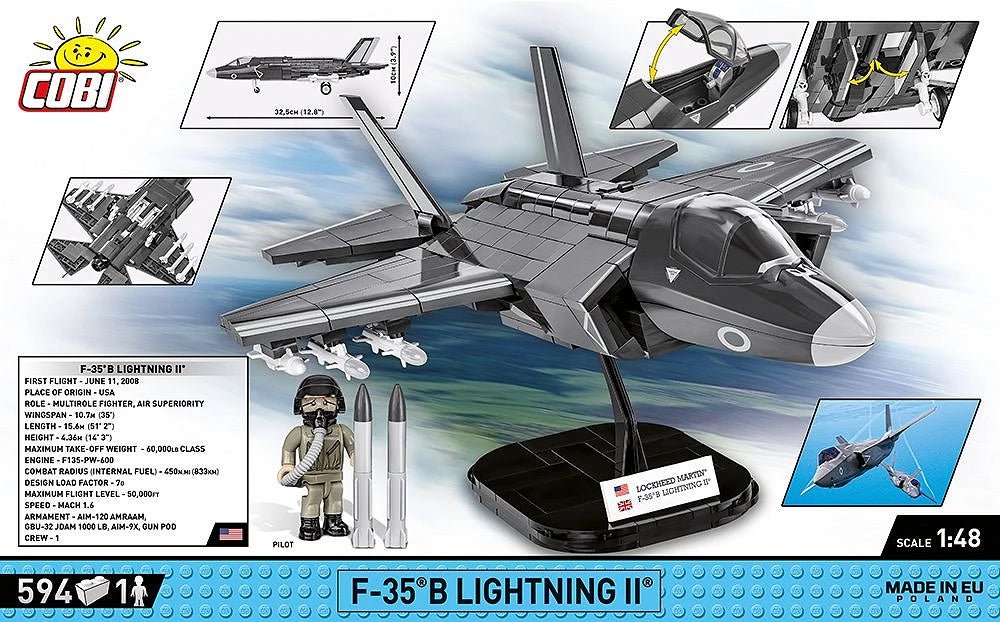 COBI 5830 F - 35B Lightning II Royal Air Force - 1:48 Scale Brick Model - Phillips Hobbies