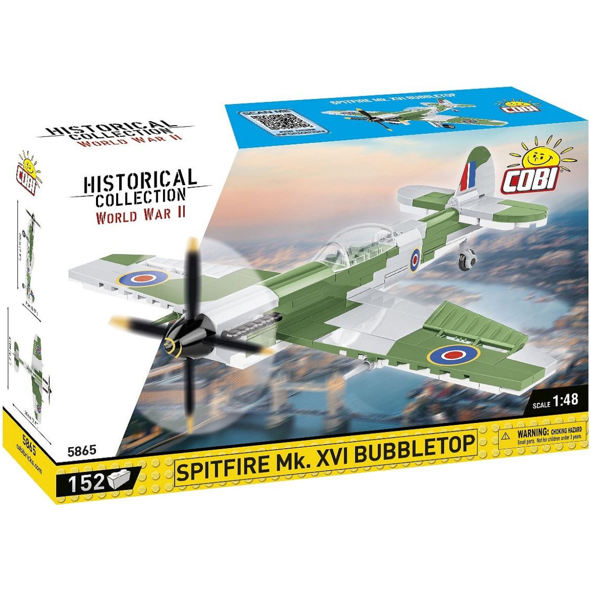 COBI 5865 Spitfire Mk. XVI Bubbletop 1:48 Scale Brick Model Plane 152pcs - Phillips Hobbies