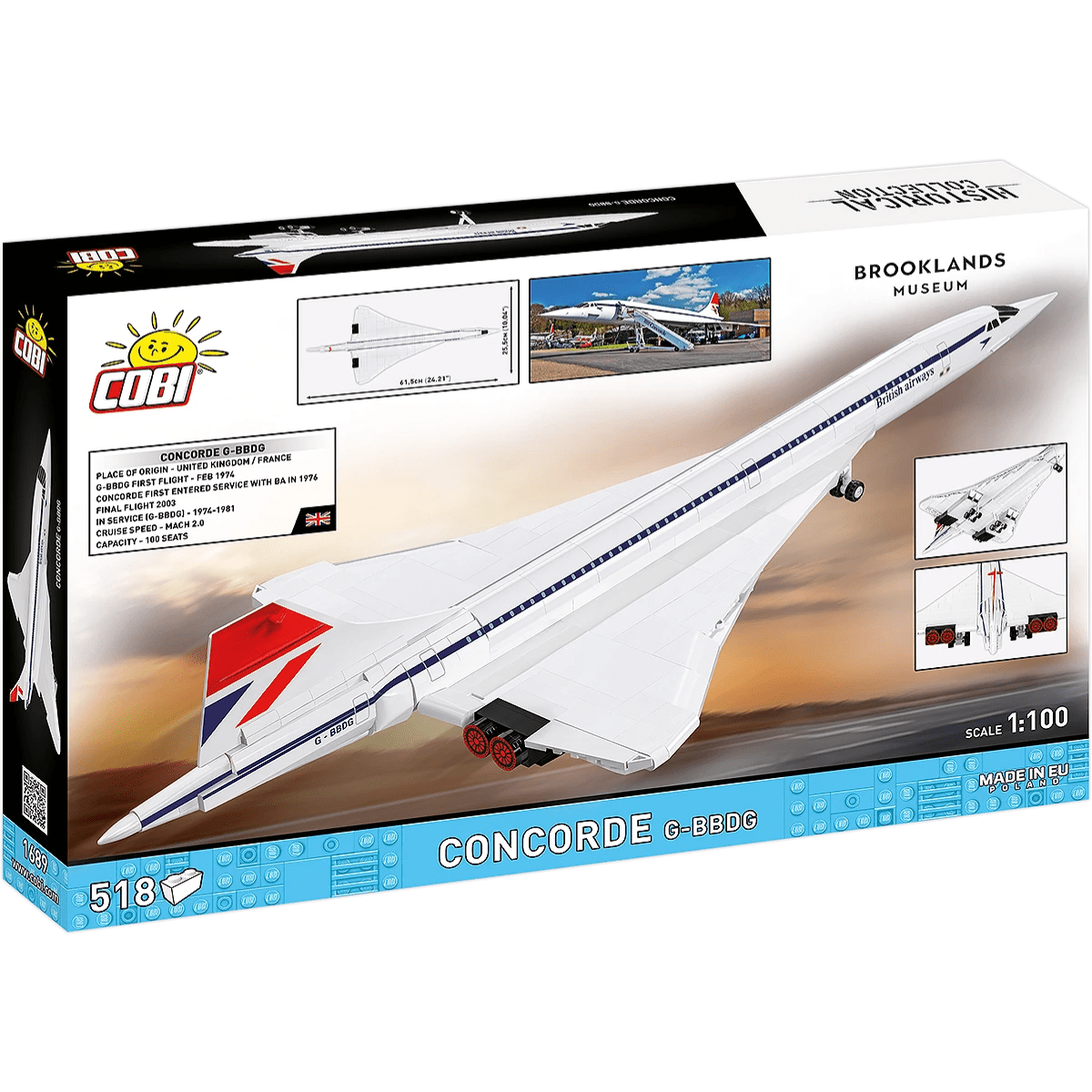 COBI Bricks Concorde G-BBDG Building Toy Set - 1:100 Scale - Phillips Hobbies