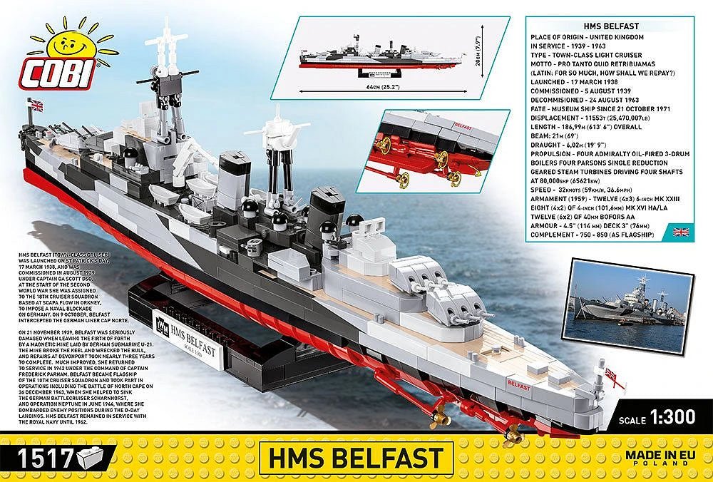 COBI HMS Belfast - 1:300 Scale Brick Model - Phillips Hobbies