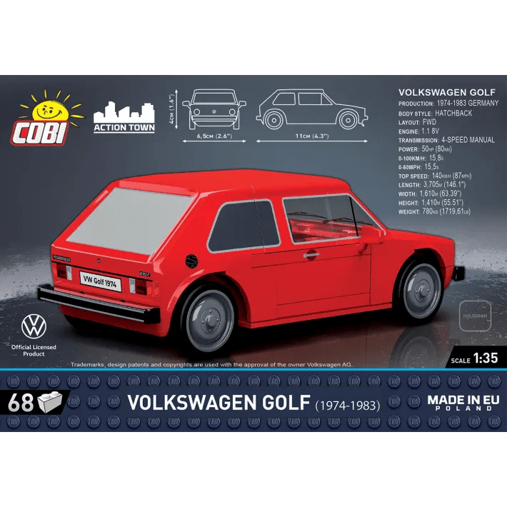 COBI Volkswagen Golf (1974 - 1983) - 1:35 Scale Brick Model - Phillips Hobbies