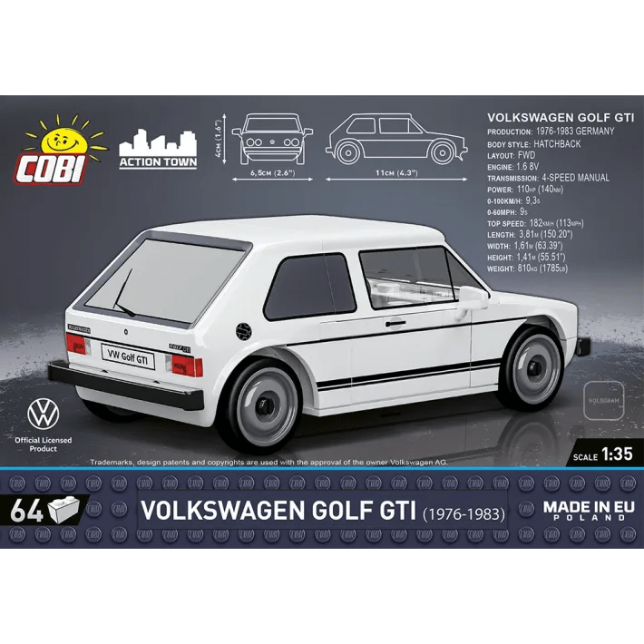 COBI Volkswagen Golf GTI (1976 - 1983) - 1:35 Scale Brick Model - Phillips Hobbies