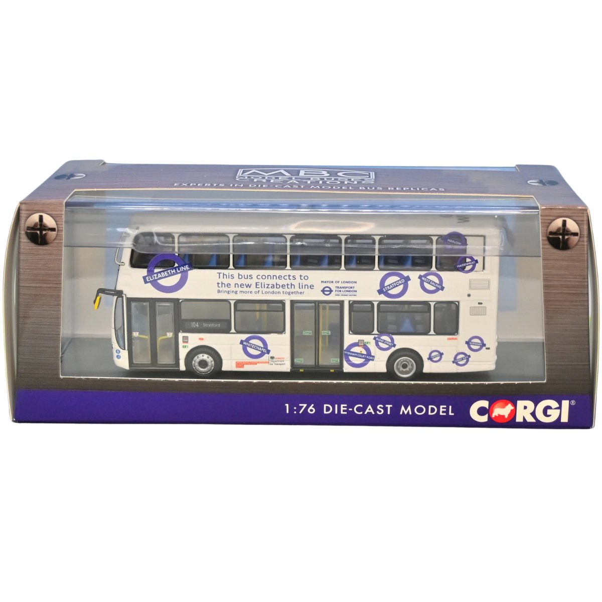 Corgi CP46504A Wright Eclipse Gemini 2 GoAhead London WVL454 The Elizabeth Line: 104 Stratford - MBC Commission - Phillips Hobbies