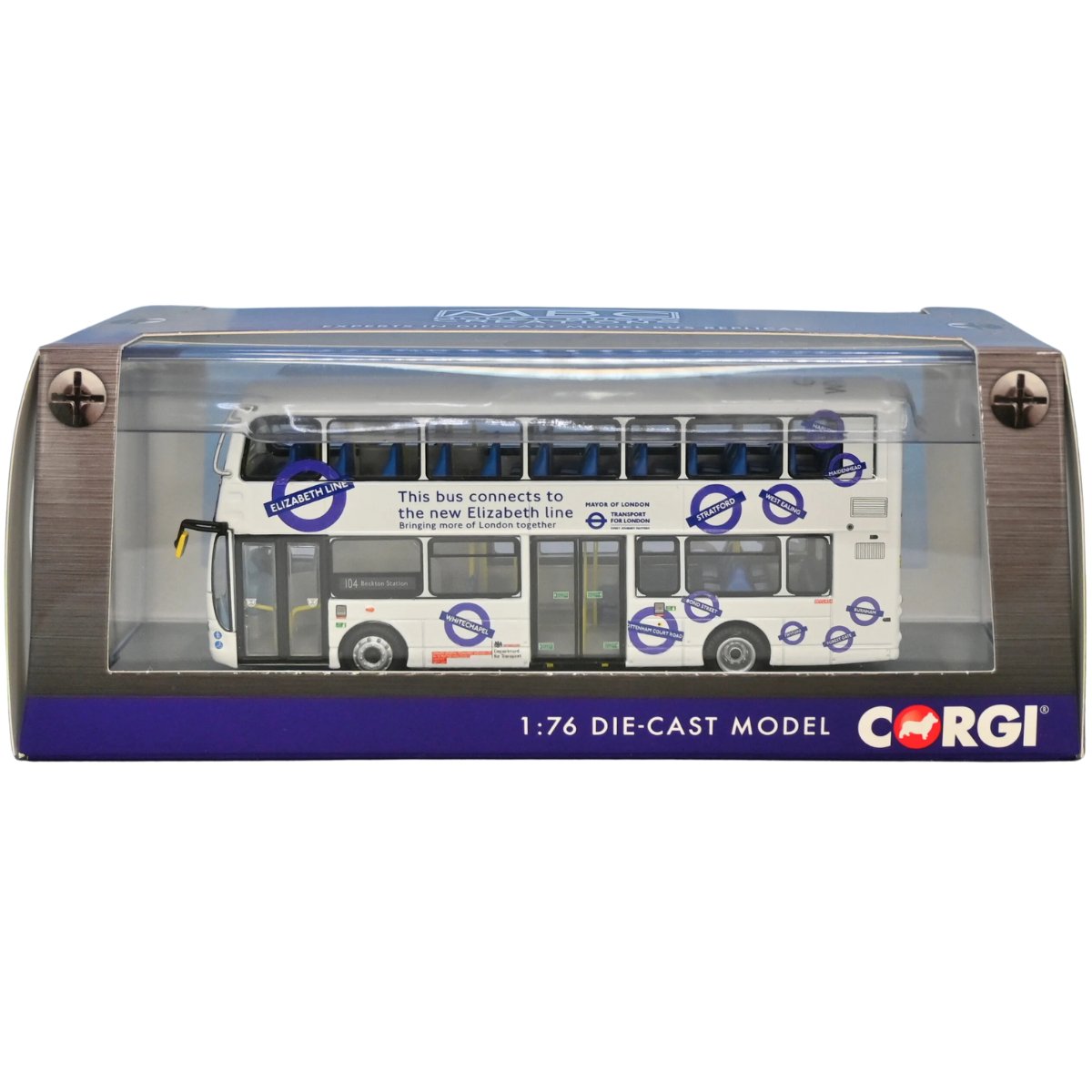 Corgi CP46504B Wright Eclipse Gemini 2 GoAhead London WVL454 The Elizabeth Line: 104 Beckton Station - MBC Commission - Phillips Hobbies