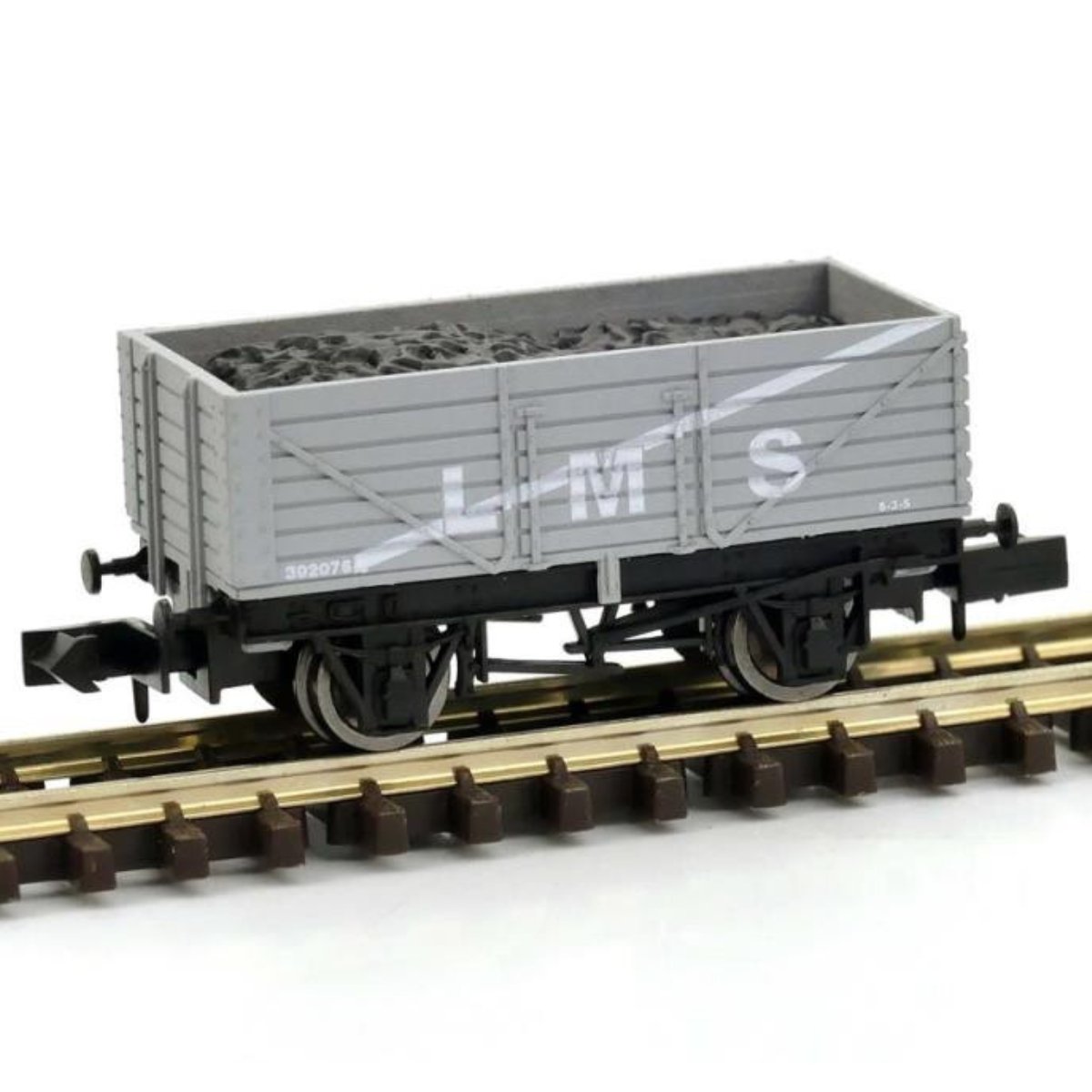 Dapol 2F - 071 - 076 7 Plank Wagon LMS Grey 302076 - N Gauge - Phillips Hobbies