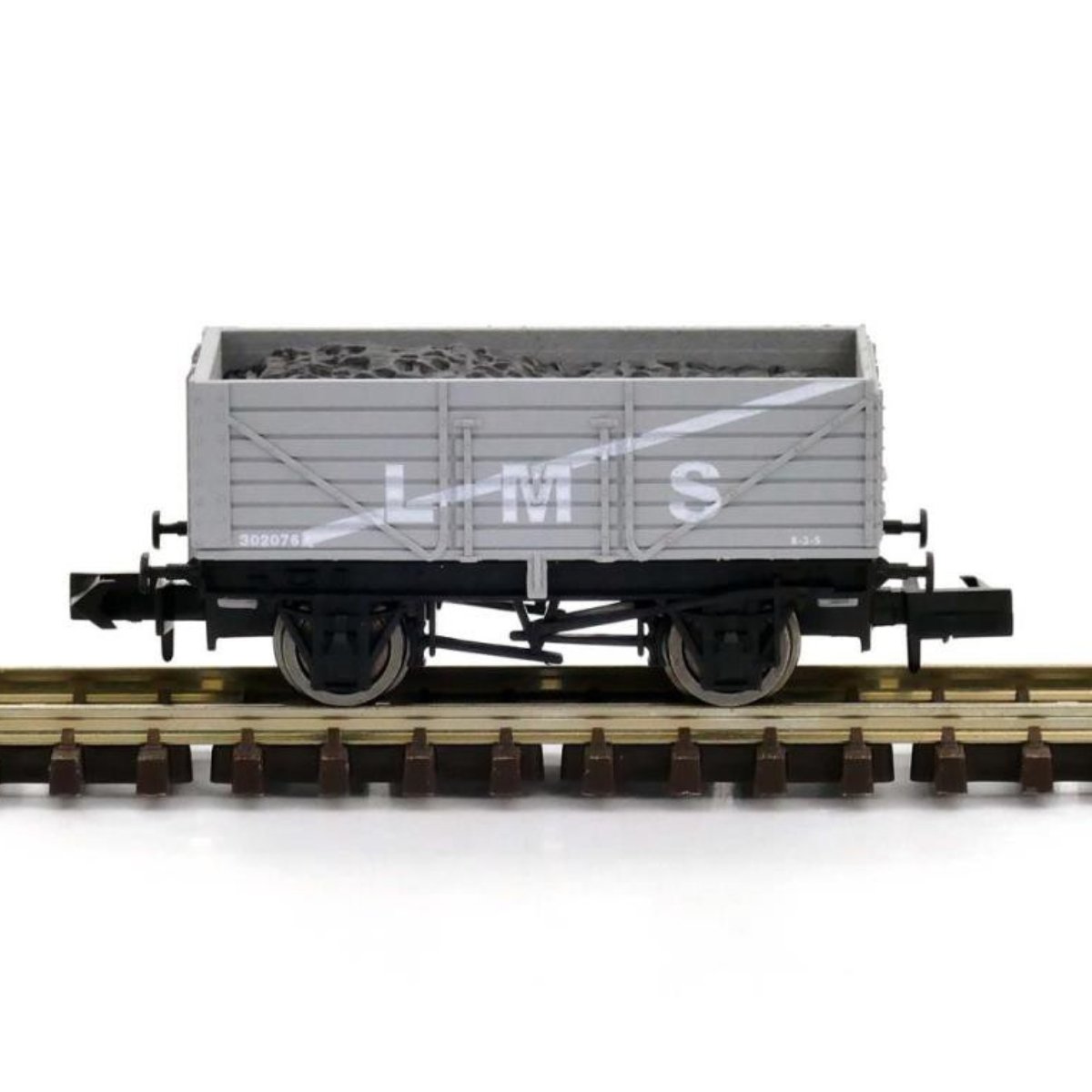 Dapol 2F - 071 - 076 7 Plank Wagon LMS Grey 302076 - N Gauge - Phillips Hobbies