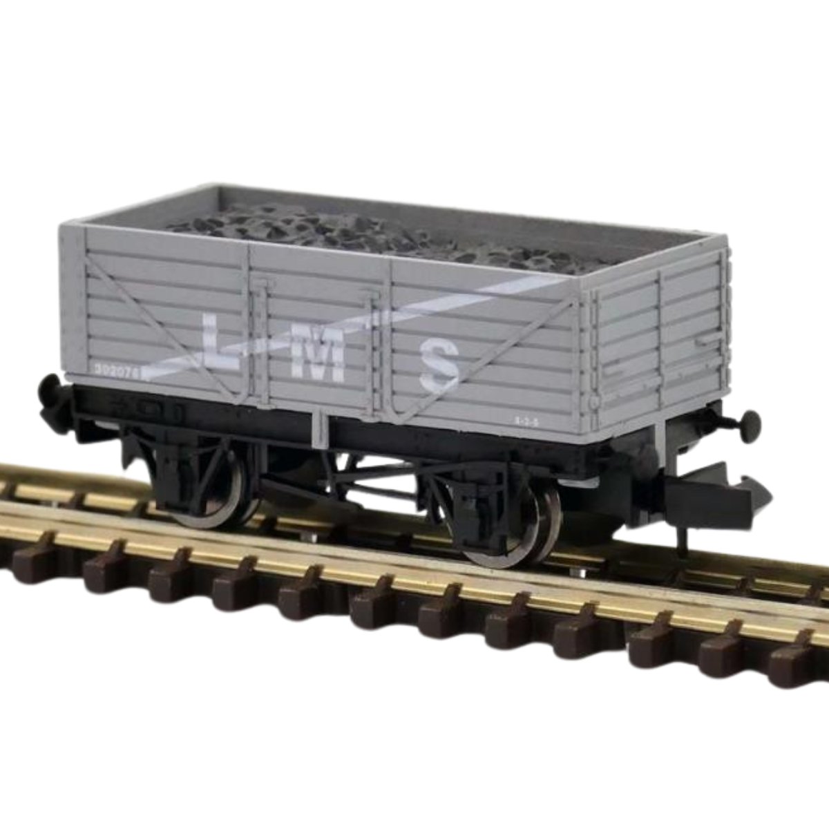 Dapol 2F - 071 - 076 7 Plank Wagon LMS Grey 302076 - N Gauge - Phillips Hobbies