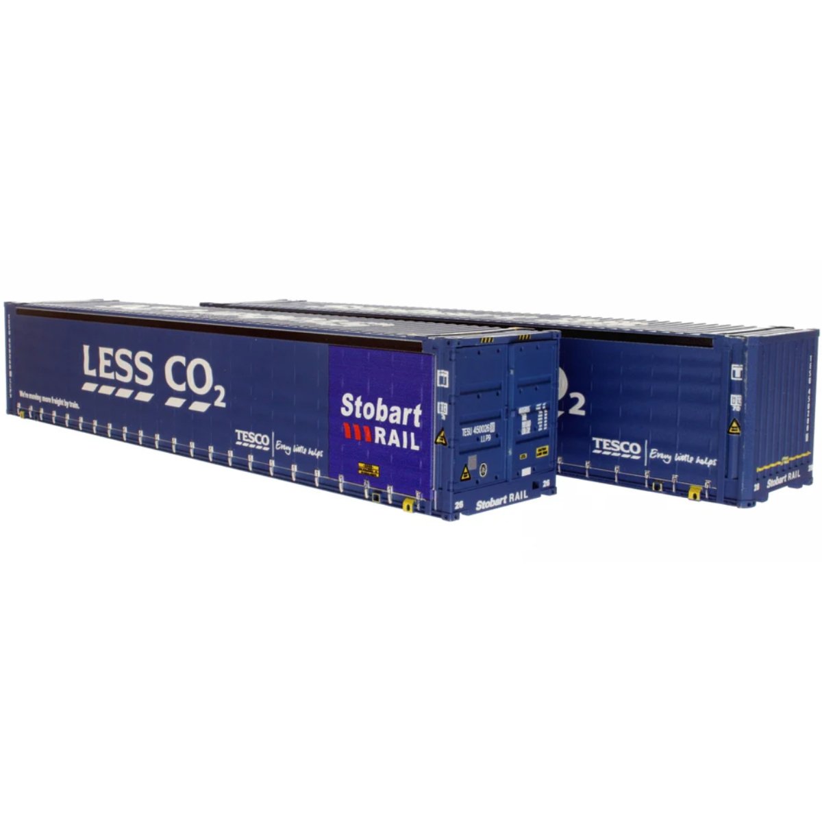 Dapol 4F - 028 - 021 45FT Containers Curtainsided Less CO2 Stobart Rail - OO Gauge - Phillips Hobbies