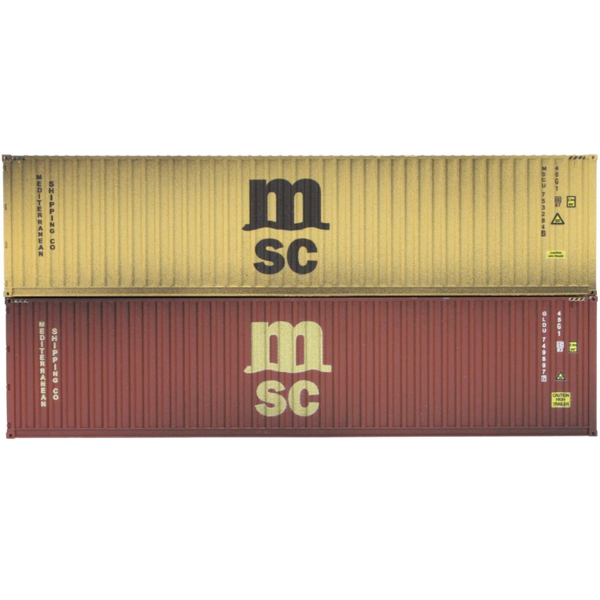 Dapol 4F - 028 - 151 40ft Hi - Cube Container Set (2) MSC Weathered - OO Gauge - Phillips Hobbies