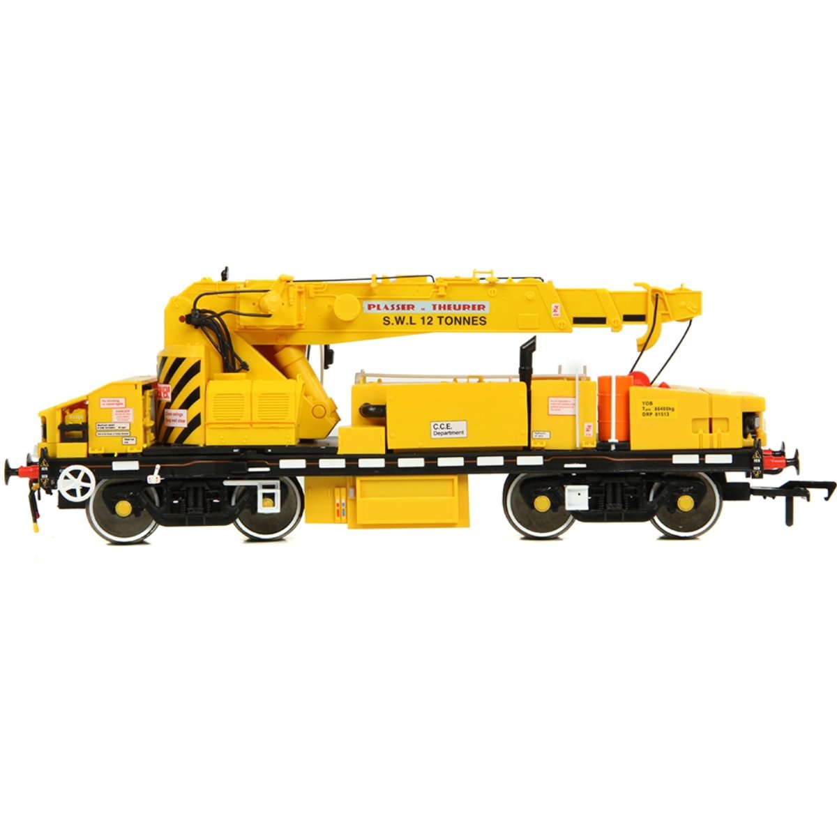 EFE Rail Plasser 12T YOB Diesel - Hydraulic Crane DRP81513 Departmental Yellow - OO Gauge - Phillips Hobbies