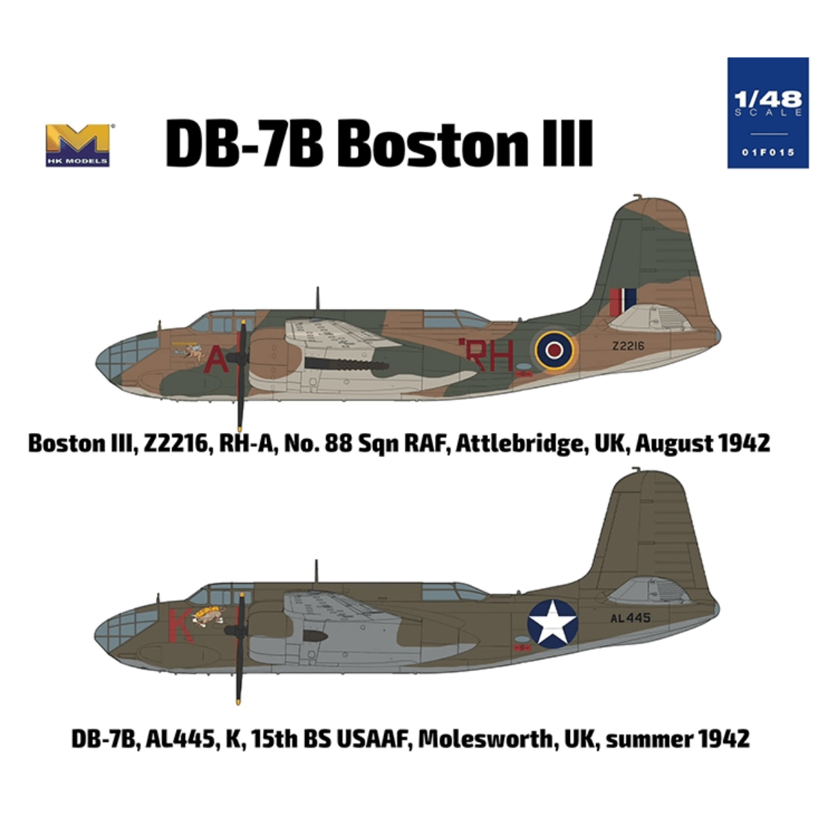HK Models British Royal Air Force Boston III/US DB - 7B Light Bomber Aircraft - 1:48 Scale - Phillips Hobbies