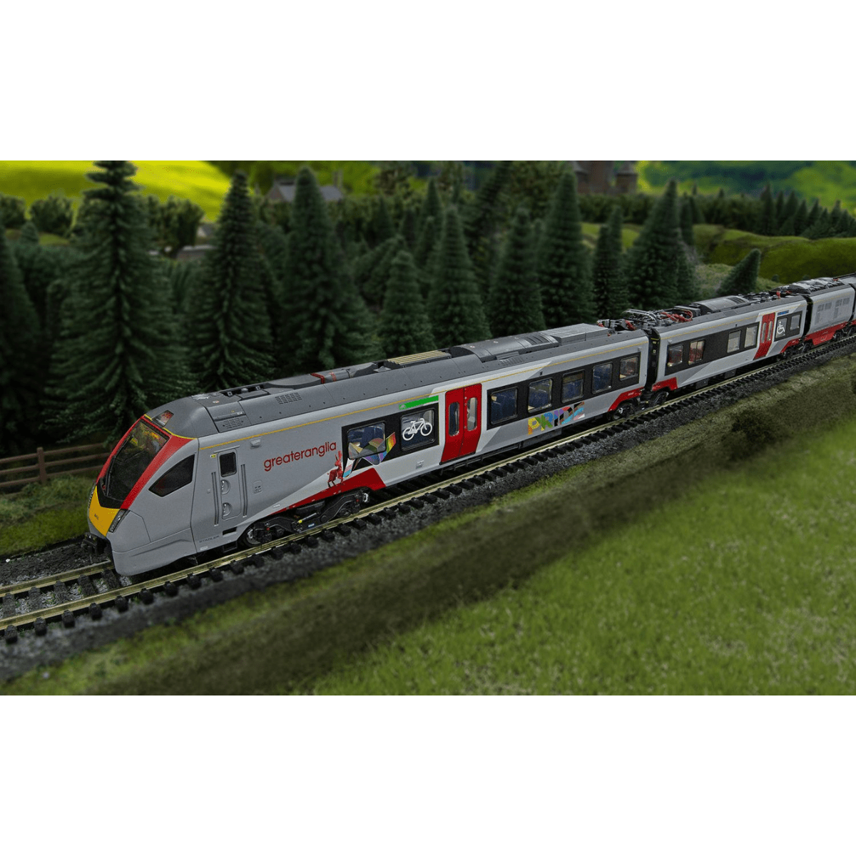 Hornby R30446 Greater Anglia Class 755/4 'FLIRT' - 4 Car Train Pack (Pride Livery) - OO Gauge - Phillips Hobbies