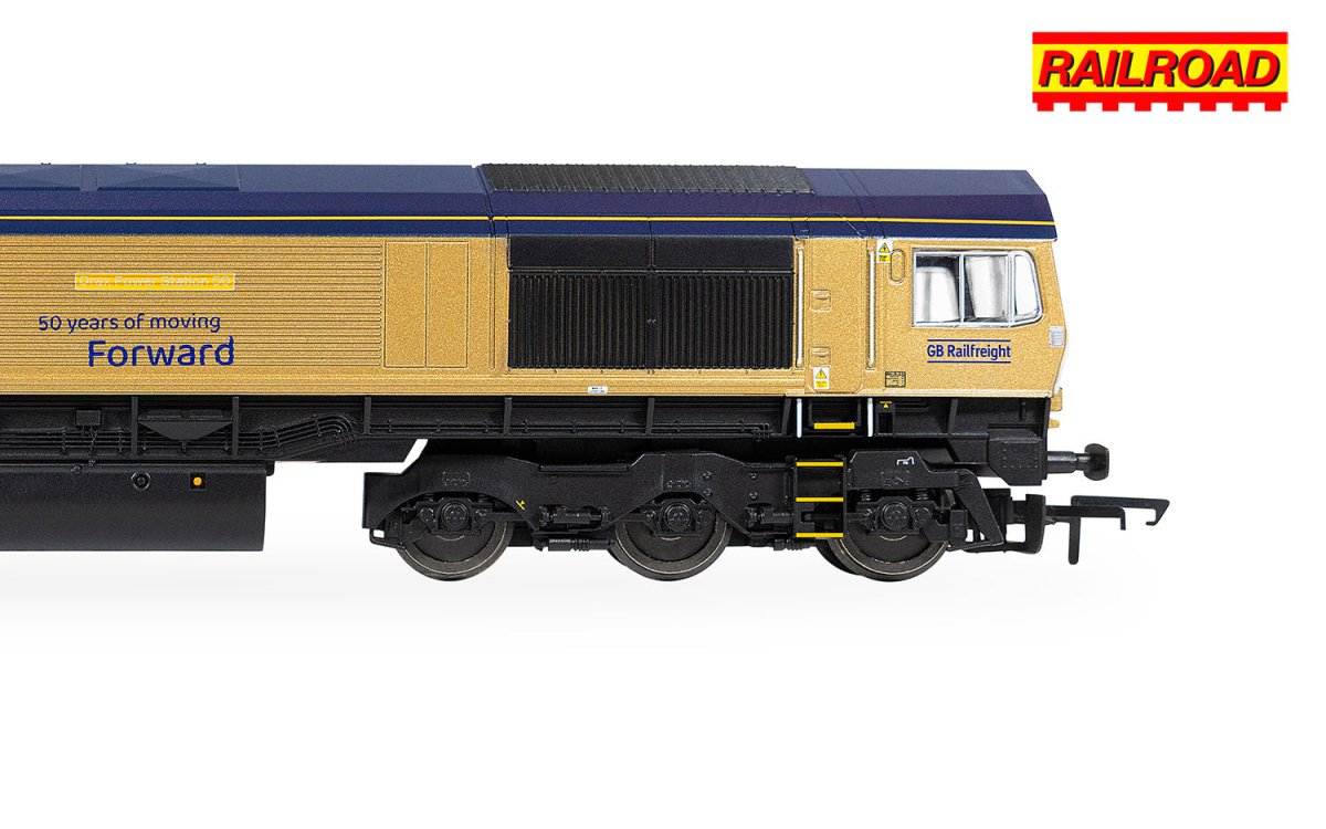 Hornby R30461 RailRoad GB Railfreight Class 66 66301 ‘Drax Power Station 50’ Gold Livery (Drax 50th Anniversary) - OO Gauge - Phillips Hobbies
