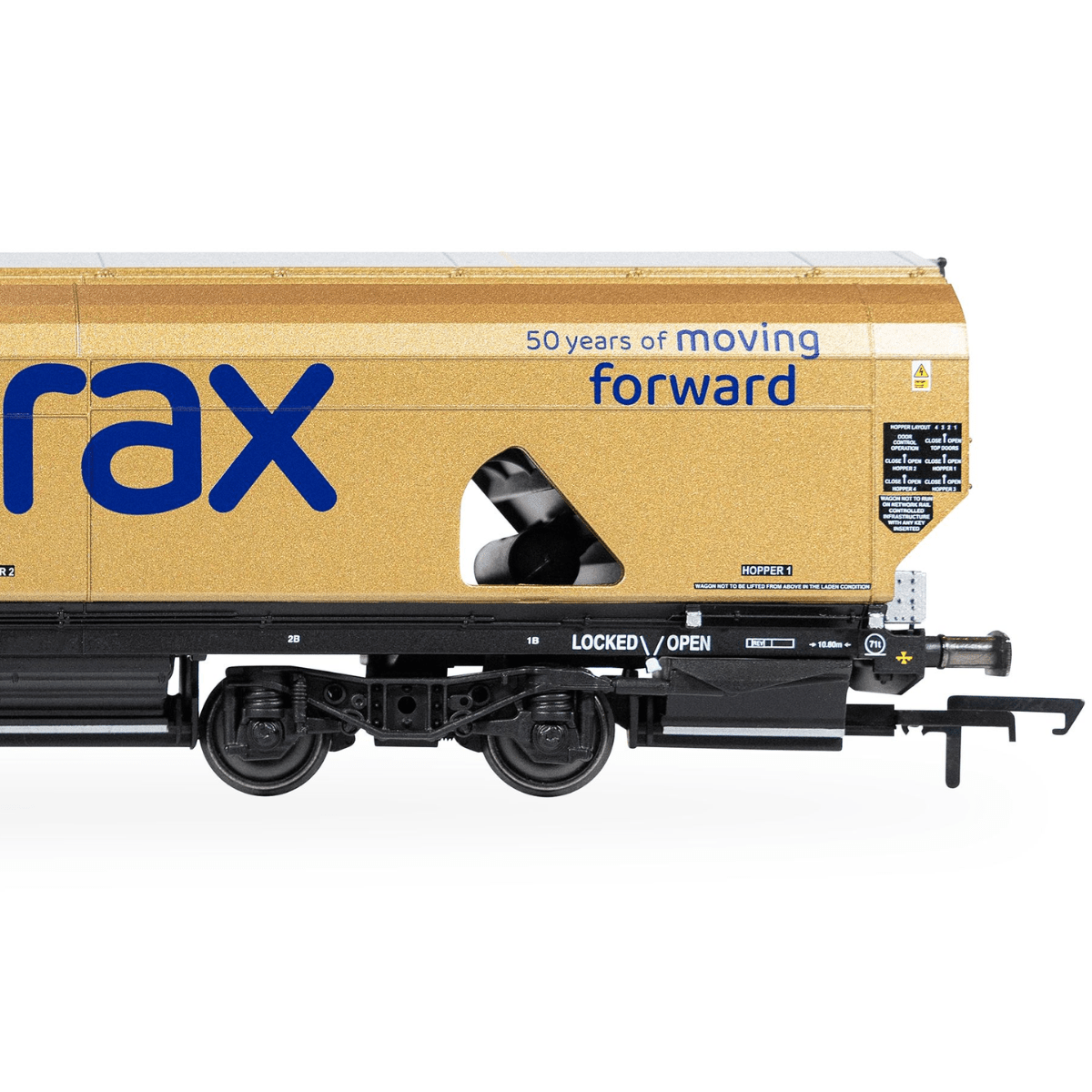 Hornby R60322 Drax Biomass Wagon Gold Livery (Drax 50th Anniversary) - OO Gauge LIMITED STOCK - Phillips Hobbies
